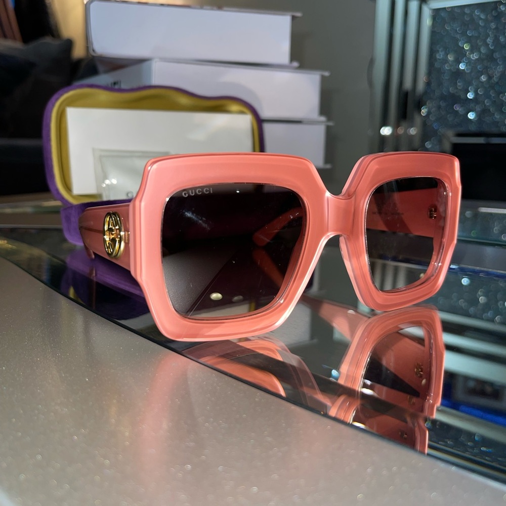 Pink Gucci square sunglasses